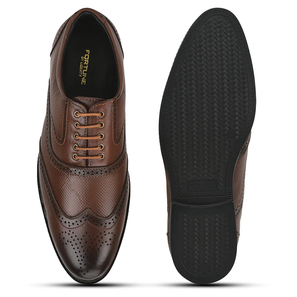 Fortune Formal Tan Lacing Brogue Shoes For Men HOL-125E By Liberty