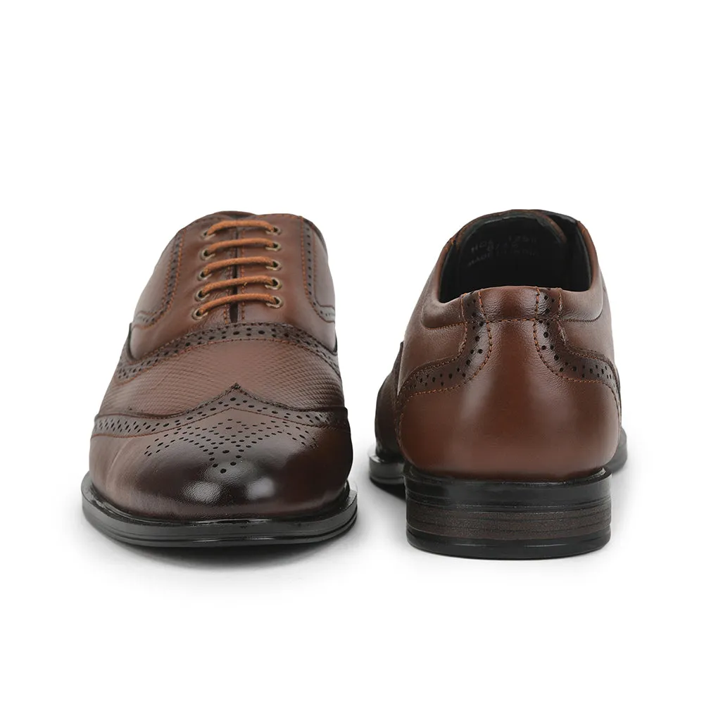 Fortune Formal Tan Lacing Brogue Shoes For Men HOL-125E By Liberty