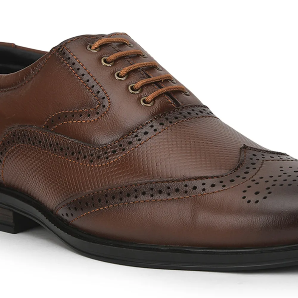 Fortune Formal Tan Lacing Brogue Shoes For Men HOL-125E By Liberty