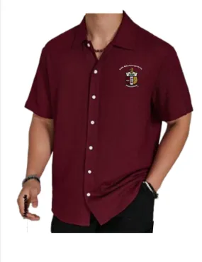 Kappa Loose Fit Soft Button-Up Shirt (Crimson)