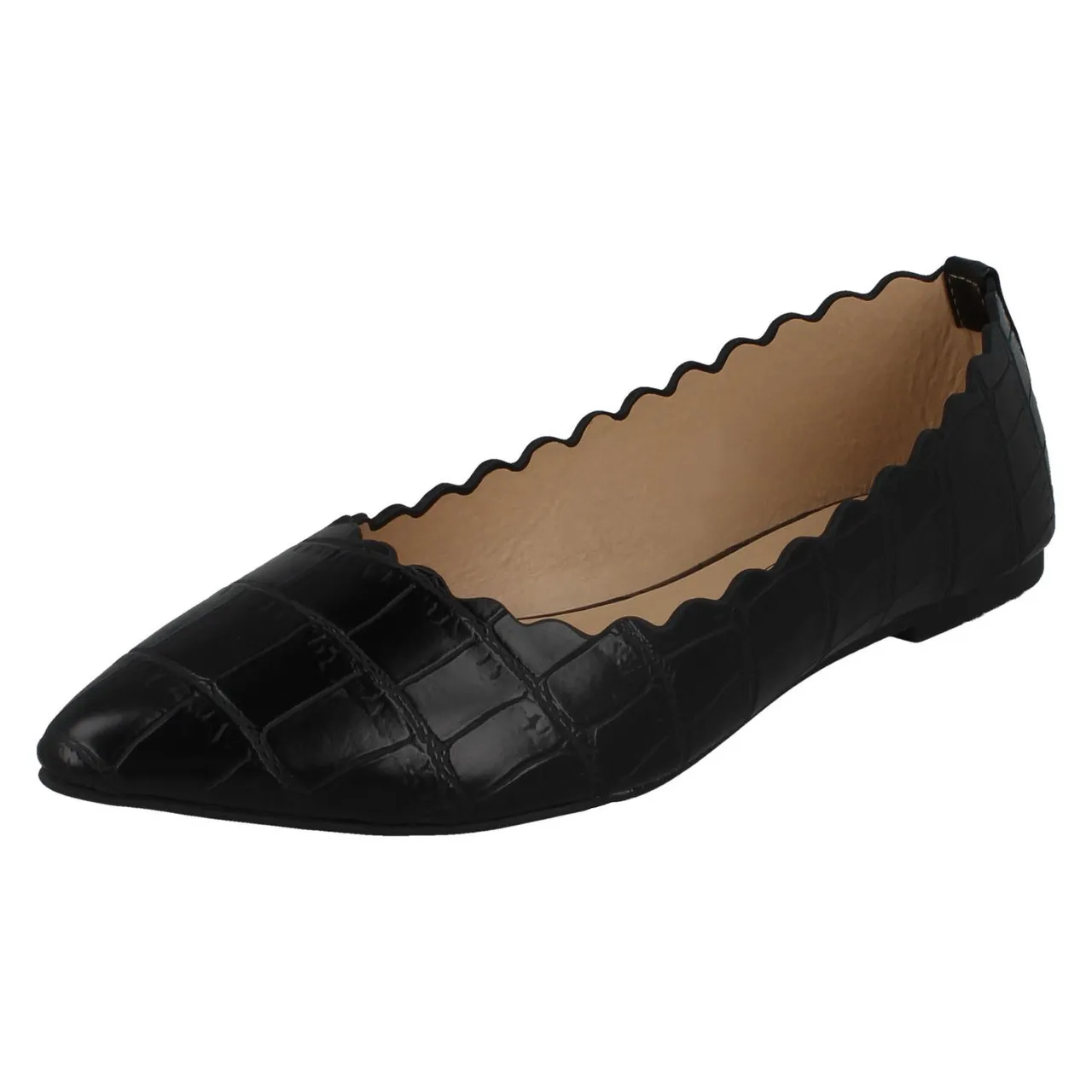 Ladies Spot On Pointed Toe Ballerinas F80457