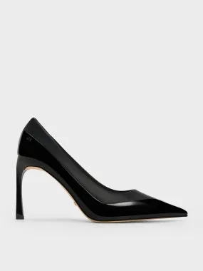 Leather & Patent Pointed-Toe Pumps - Black