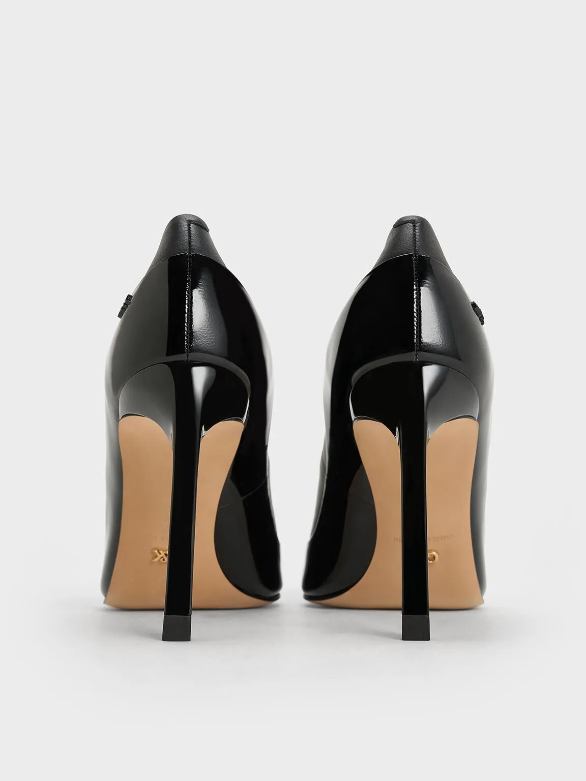 Leather & Patent Pointed-Toe Pumps - Black