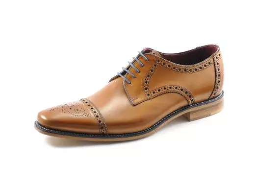 LOAKE Foley Stylish Brogue Derby Shoes - Tan