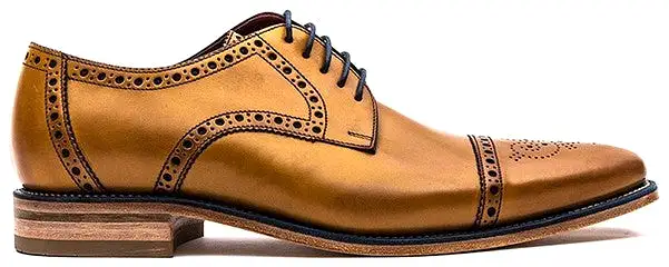 LOAKE Foley Stylish Brogue Derby Shoes - Tan