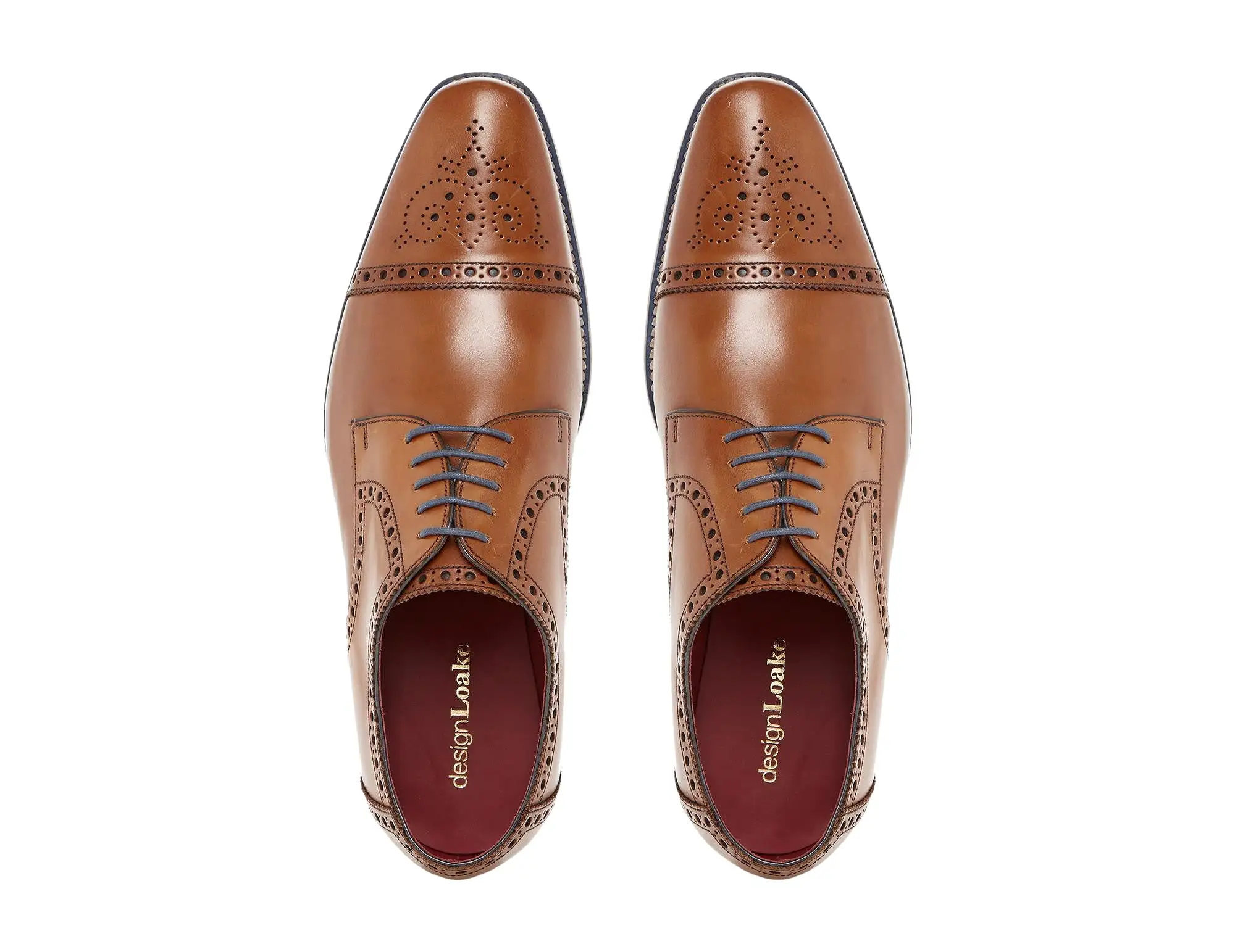 LOAKE Foley Stylish Brogue Derby Shoes - Tan