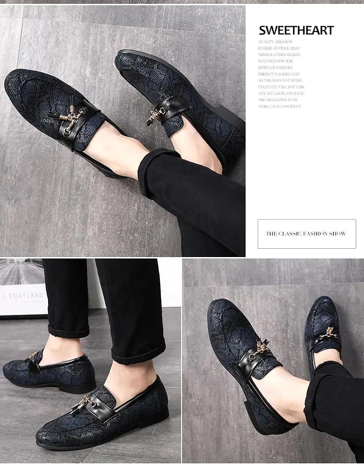 Luxury Tassel Snakeskin Pattern Leather Shoes