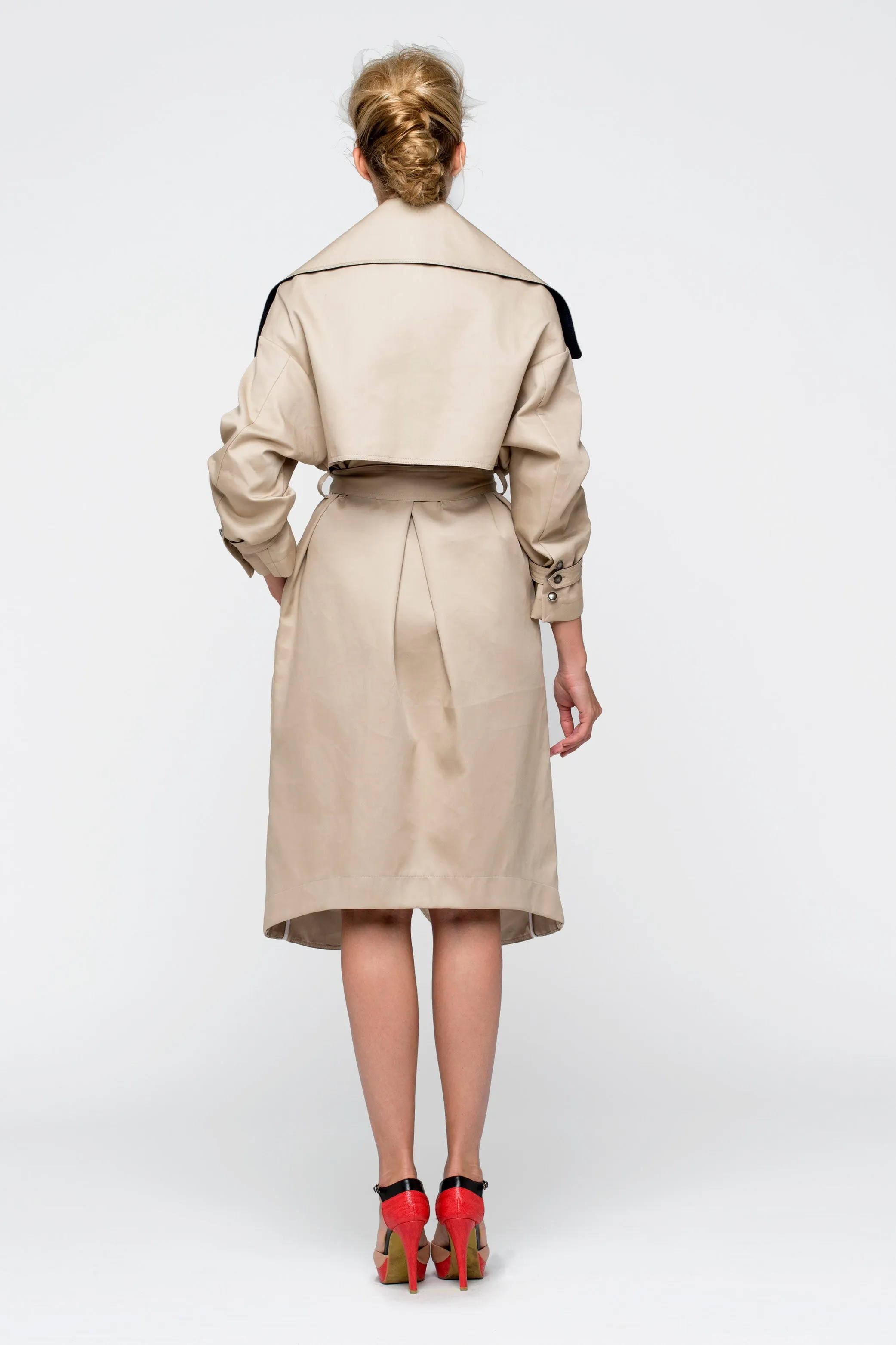 MALTESE beige - mid-length cotton trench coat