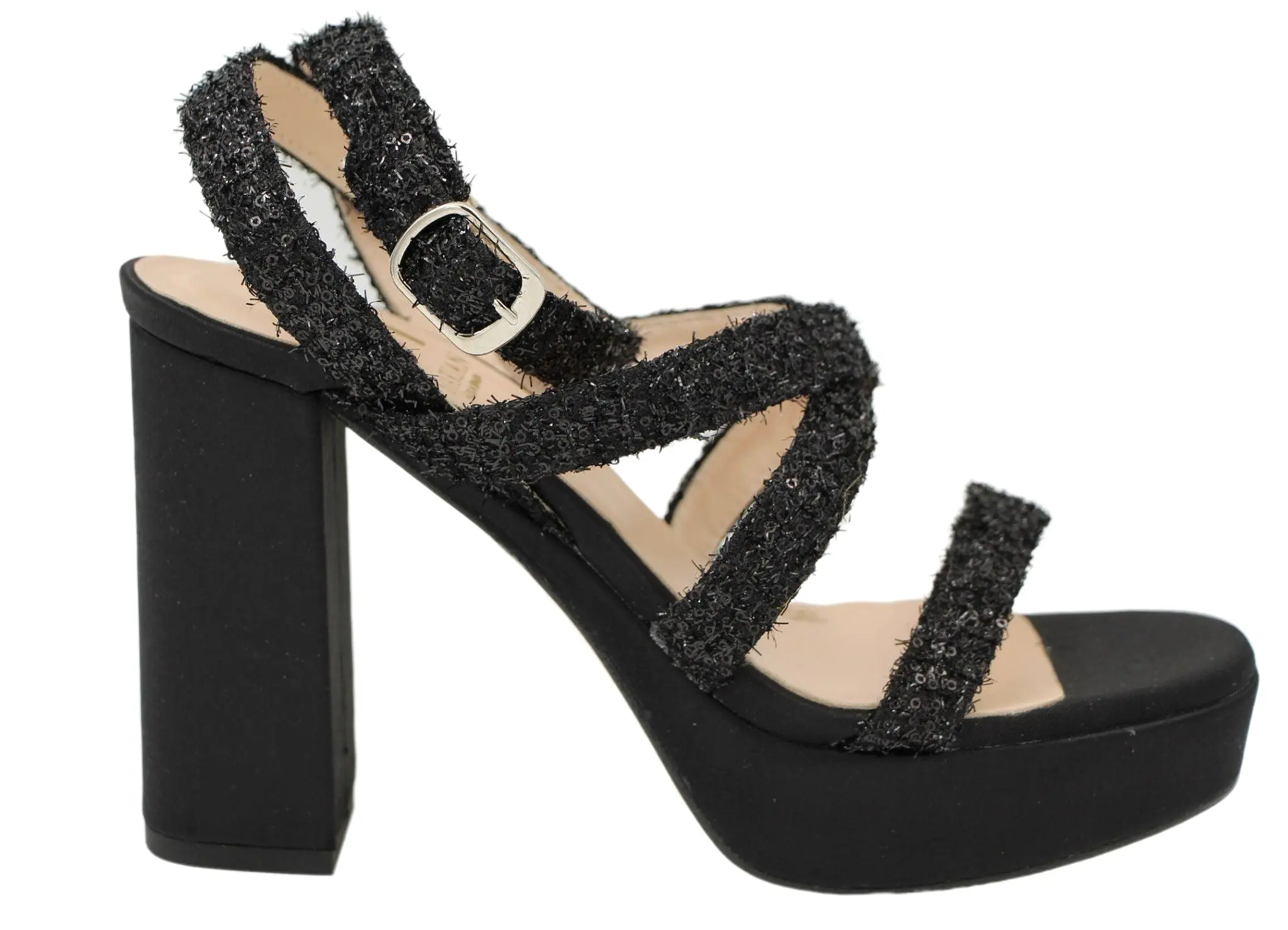 MARIAN Black Sparkly strappy Platform Sandal 55602