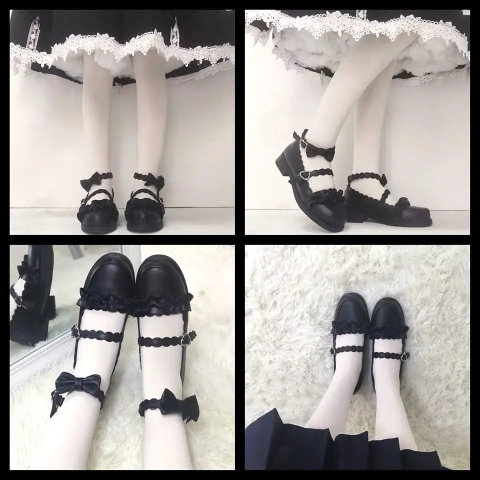 Meiruru leather shoes low heel sheep puff