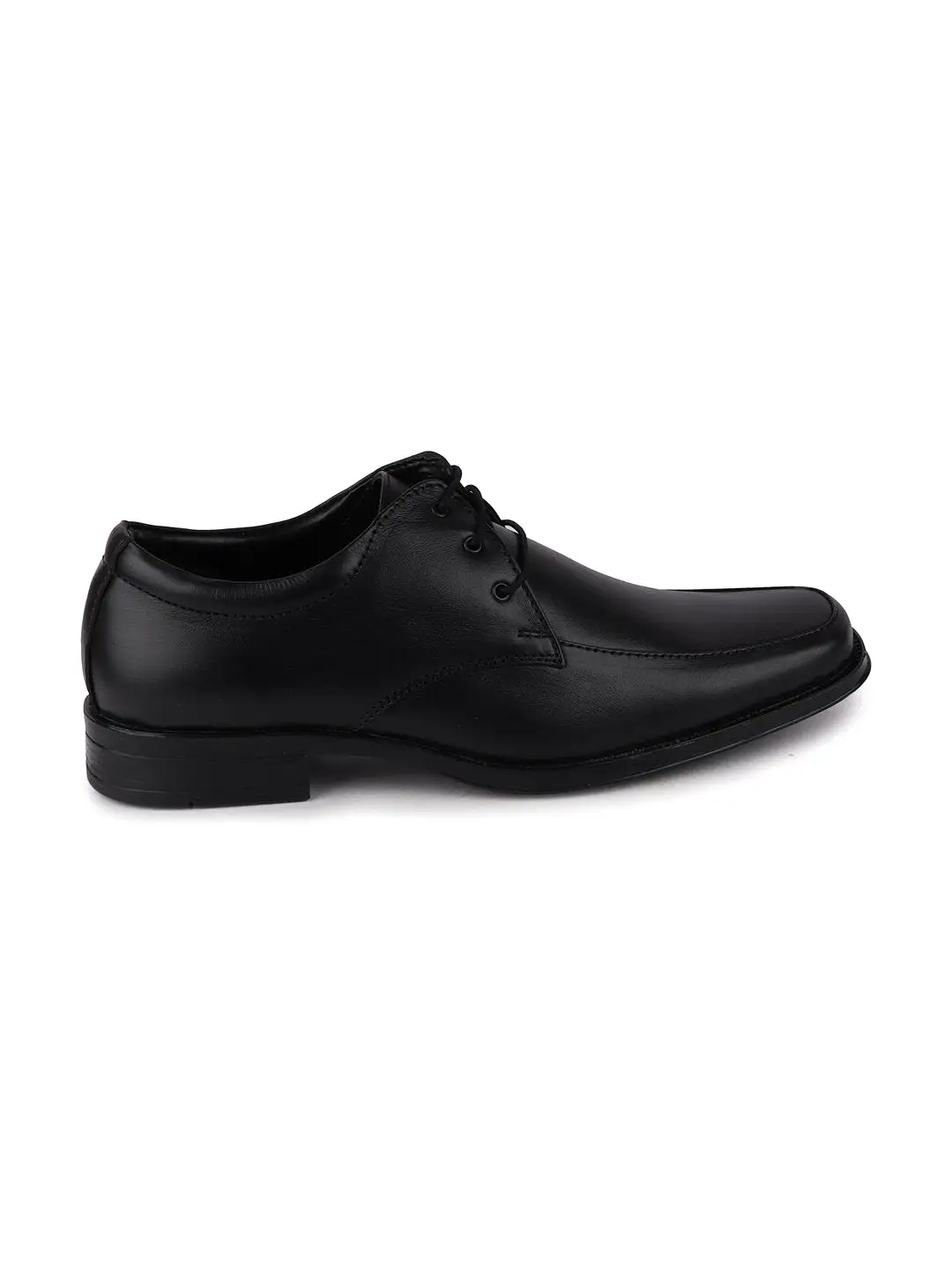 Men Black Formal Leather Lace-Up Derby Shoes