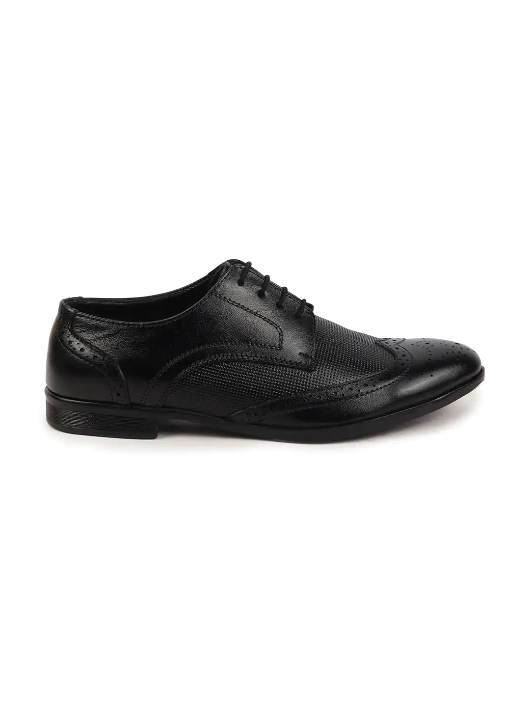 Men Black Formal Office Party Genuine Leather Lace Up Brogue Shoes