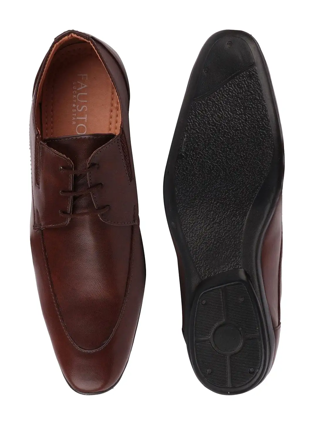 Men Brown Formal Lace-Up Derby Shoes