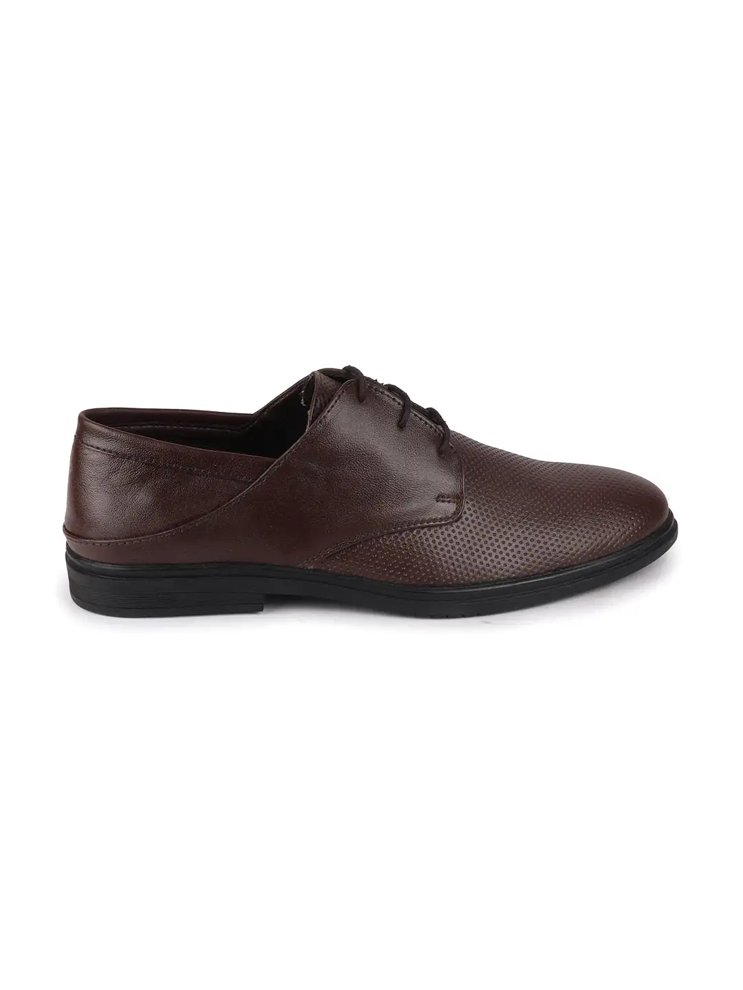 Men Brown Formal Leather Lace-Up Derby Shoes