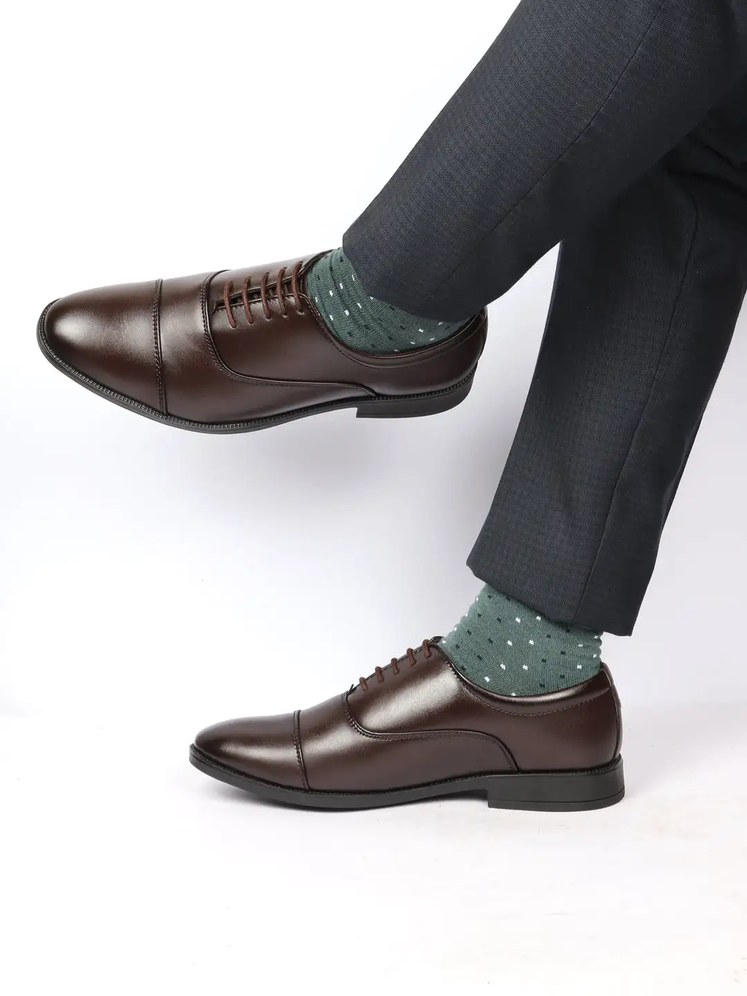 Men Brown Formal Office Work Lace-Up Derby Shoes