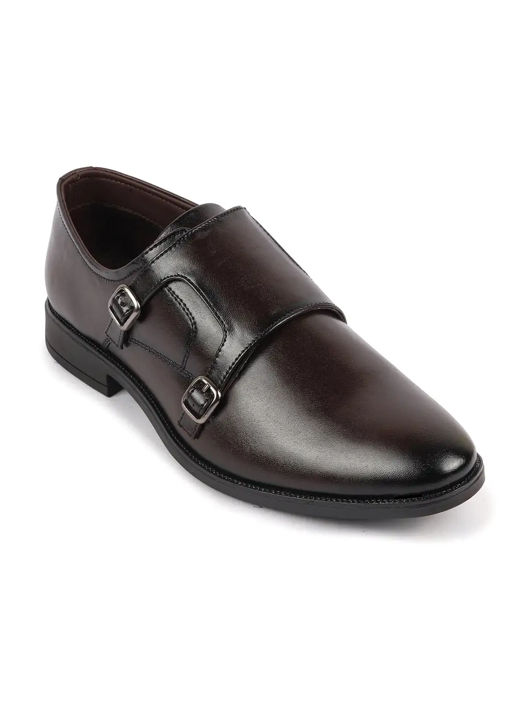 Men Brown Formal Wedding Party Double Monk Strap Shoes