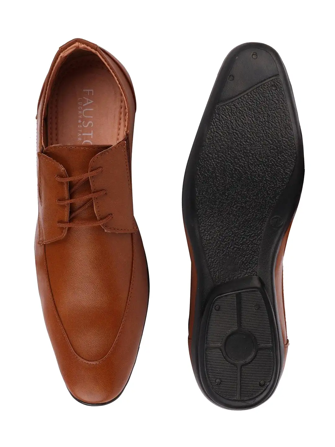 Men Tan Formal Lace-Up Derby Shoes