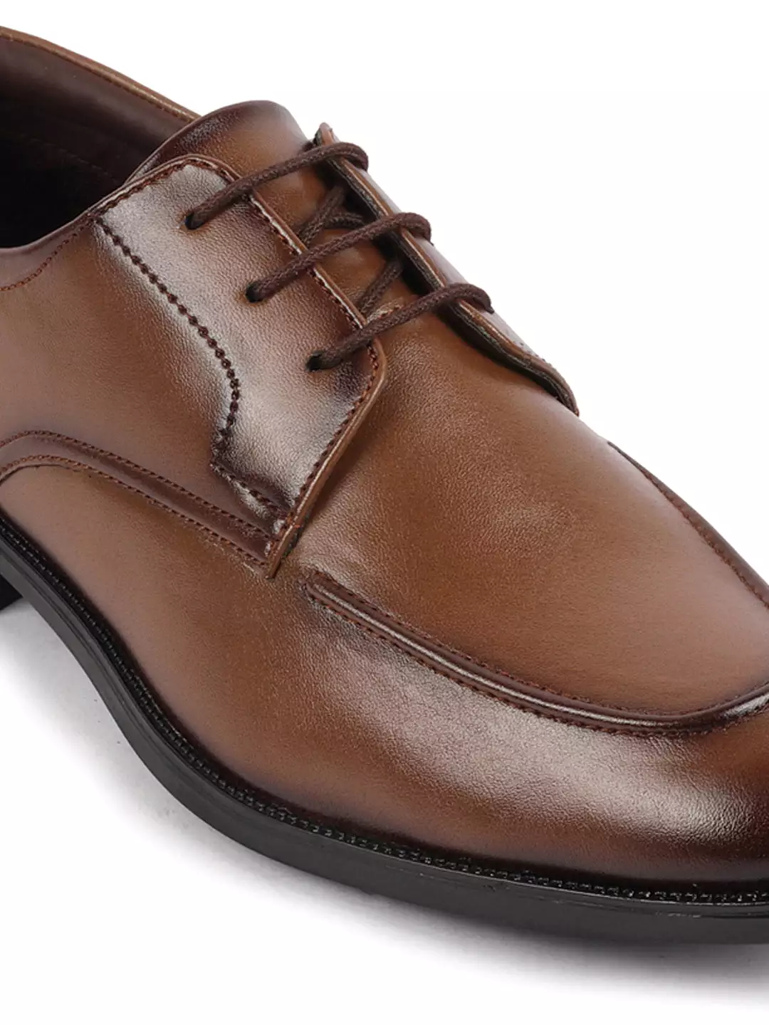 Men Tan Formal Office Comfort Lace-Up Derby Shoes