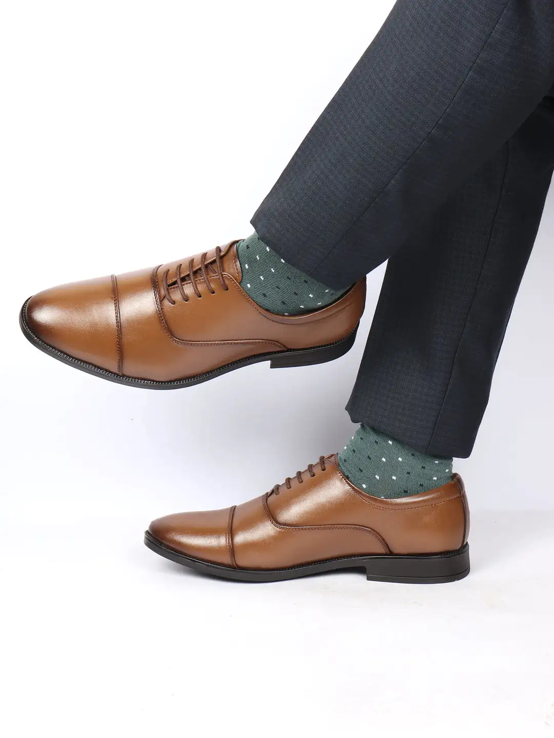 Men Tan Formal Office Work Lace-Up Derby Shoes