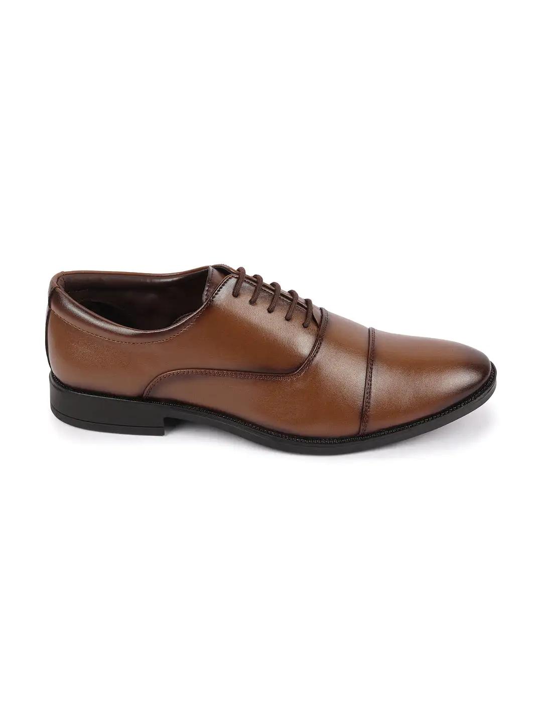 Men Tan Formal Office Work Lace-Up Derby Shoes