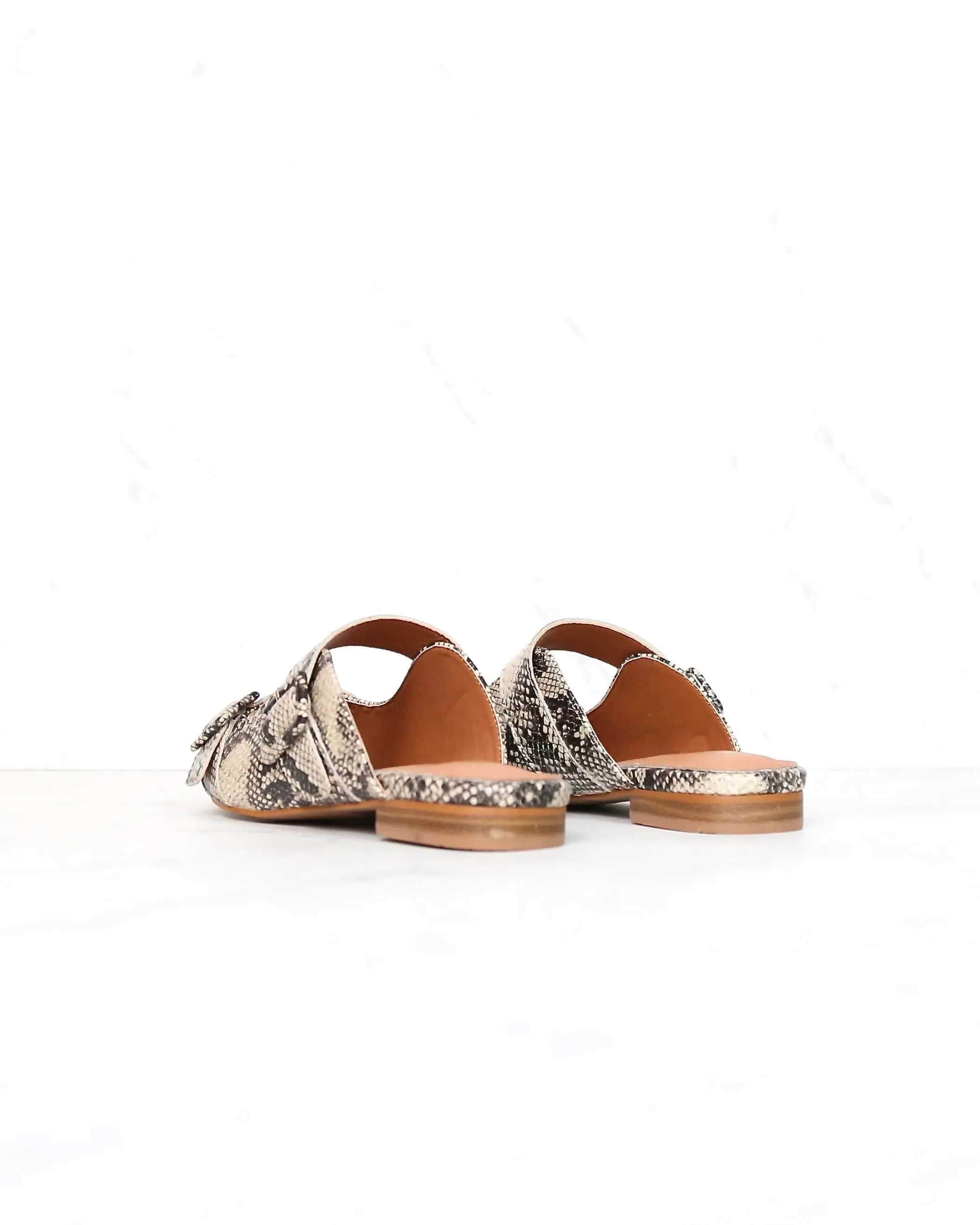 Miracle Miles - Hannah Pointed Toe Beige/Black Snakeskin Mule