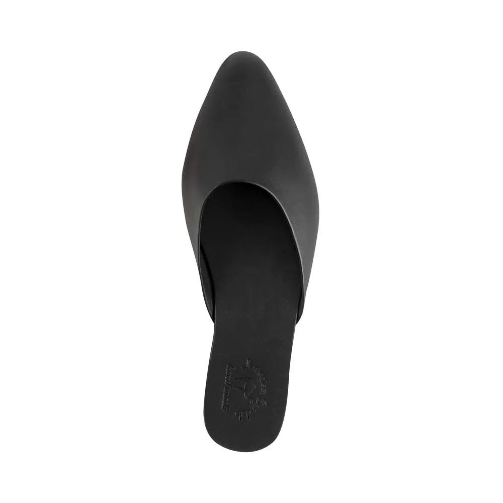 Myra -  Pointed toe Leather Mule | Black