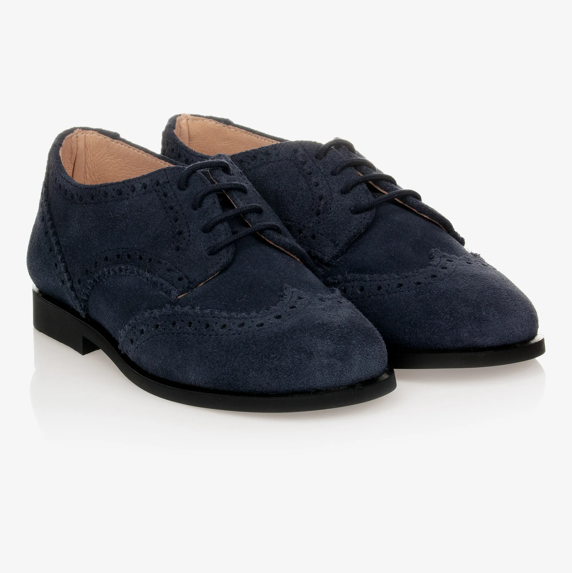 Navy Blue Suede Brogue Shoes