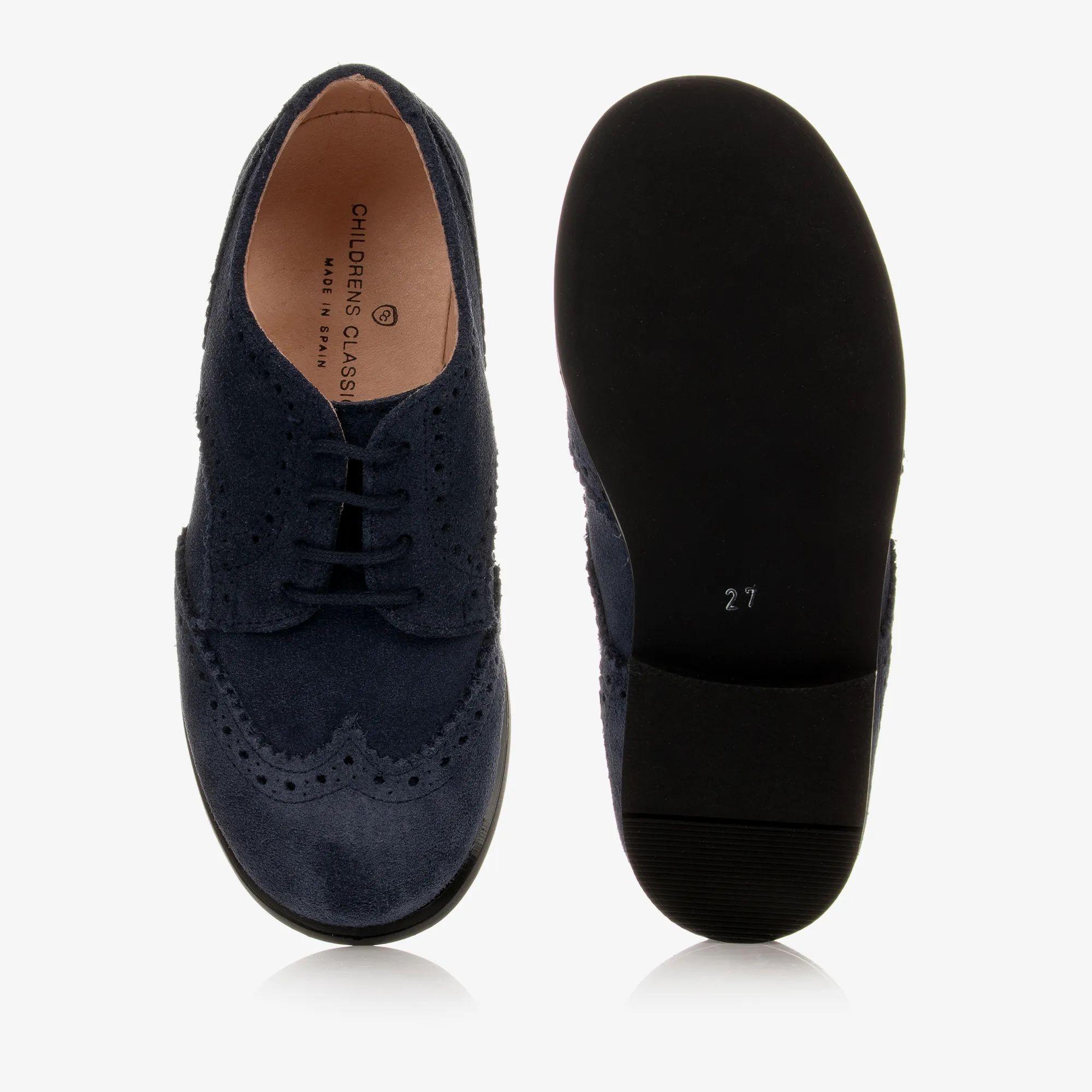 Navy Blue Suede Brogue Shoes