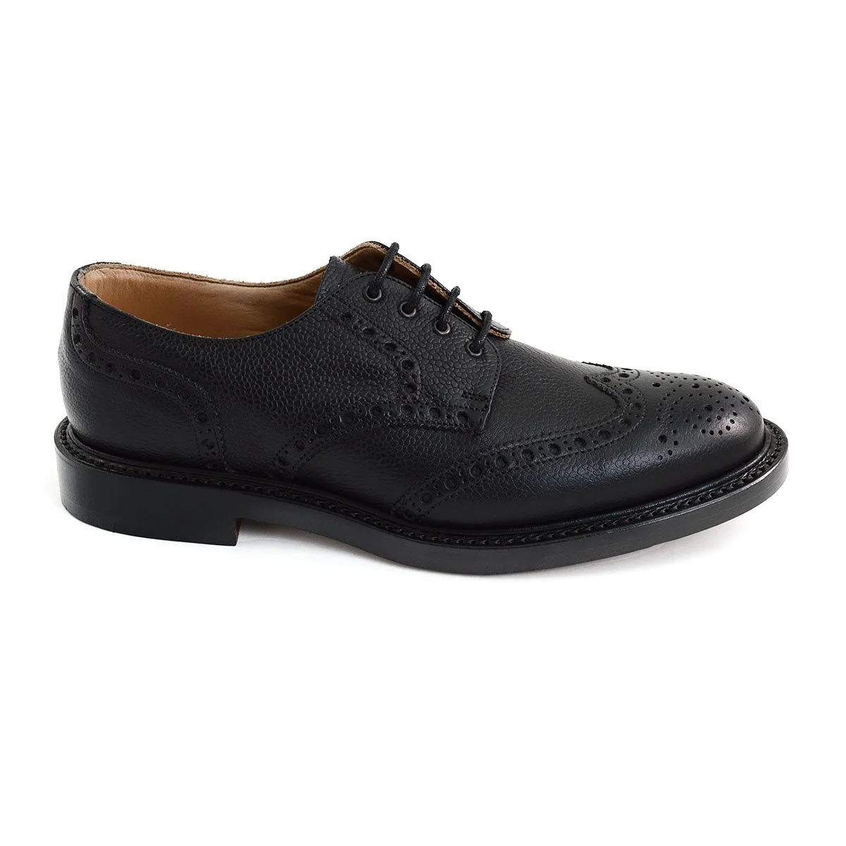 NPS WILSON Brogue Shoes - Black Grain with Double Leather Sole