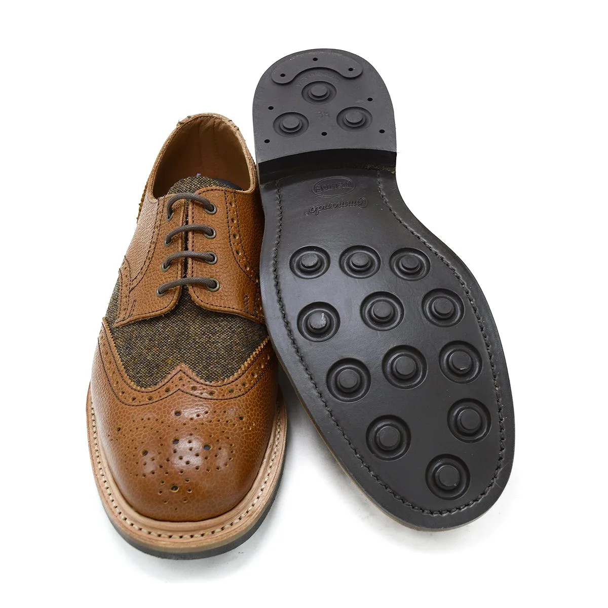 NPS WILSON Brogue Shoes - Walnut Brown Grain & Tweed