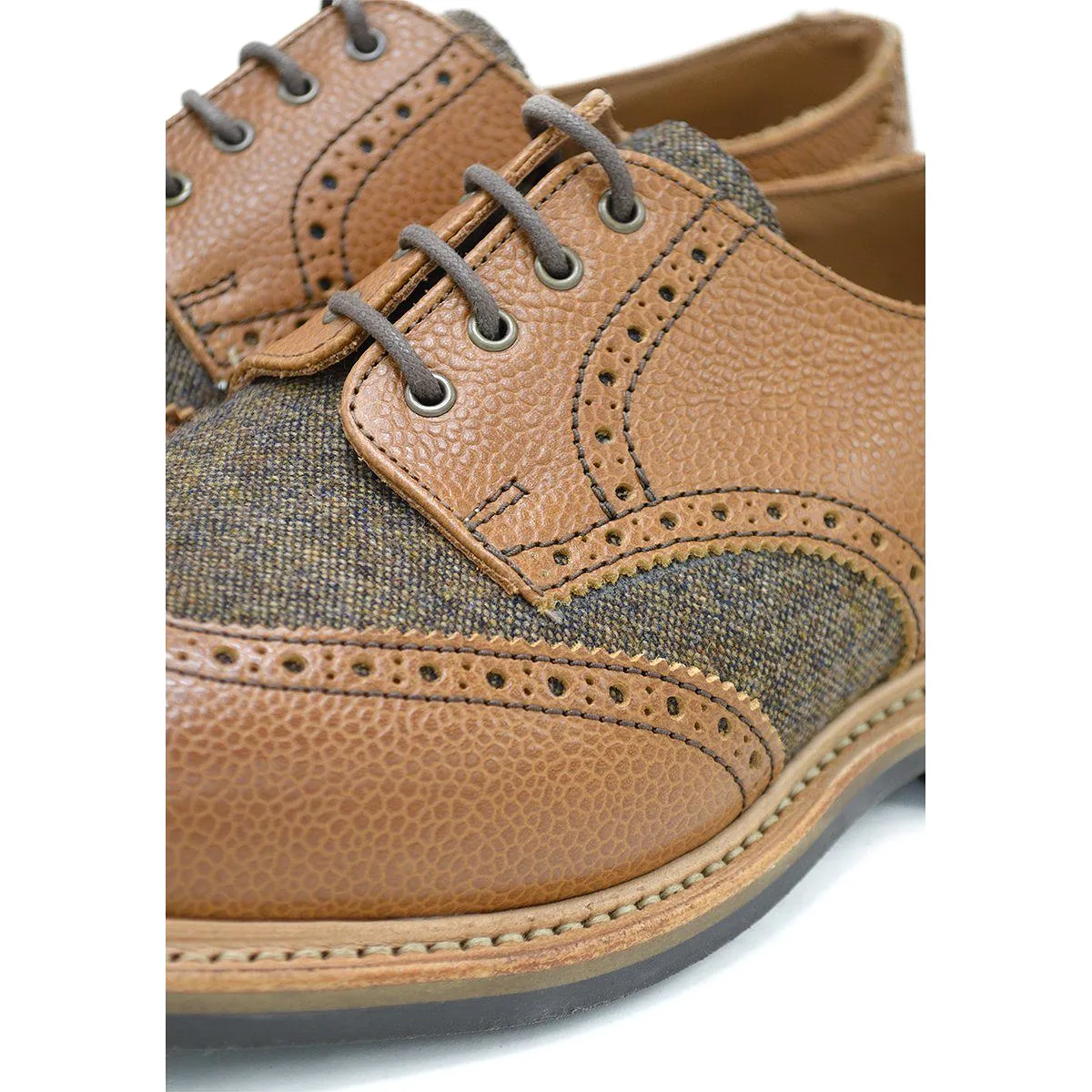 NPS WILSON Brogue Shoes - Walnut Brown Grain & Tweed