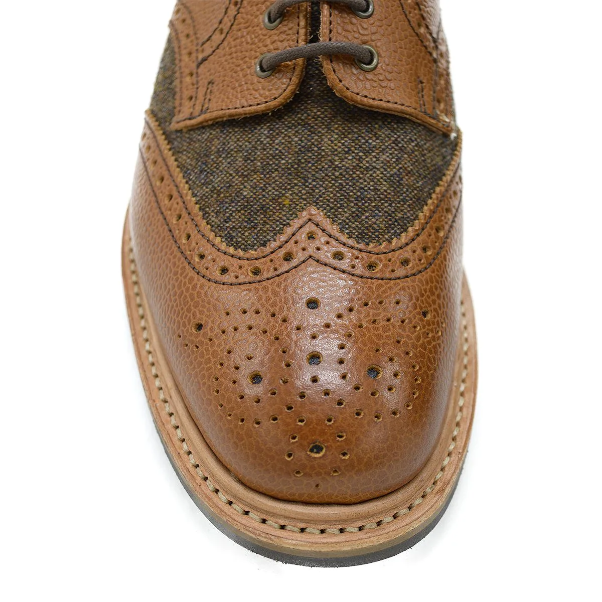 NPS WILSON Brogue Shoes - Walnut Brown Grain & Tweed