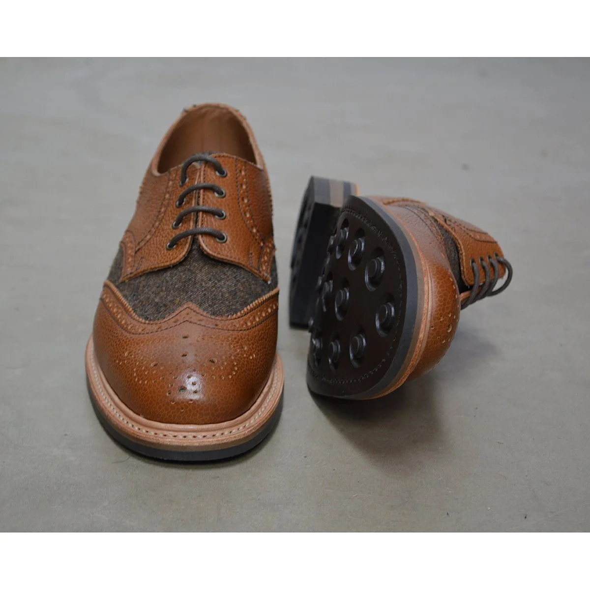 NPS WILSON Brogue Shoes - Walnut Brown Grain & Tweed