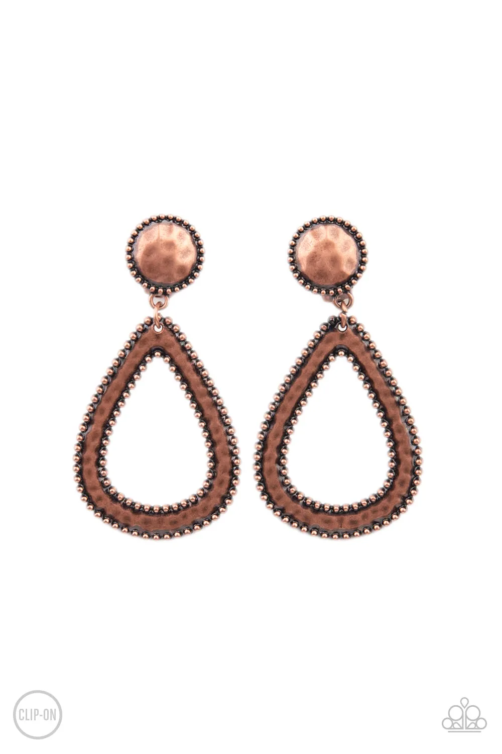 Paparazzi Accessories - Beyond The Borders - Clip- On Copper Earrings