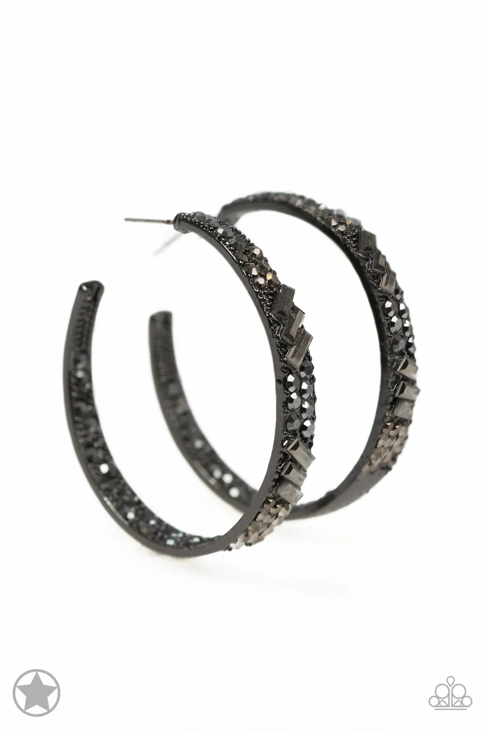 Paparazzi Accessories - GLITZY By Association - Black Rhinestone Blockbuster Earrings