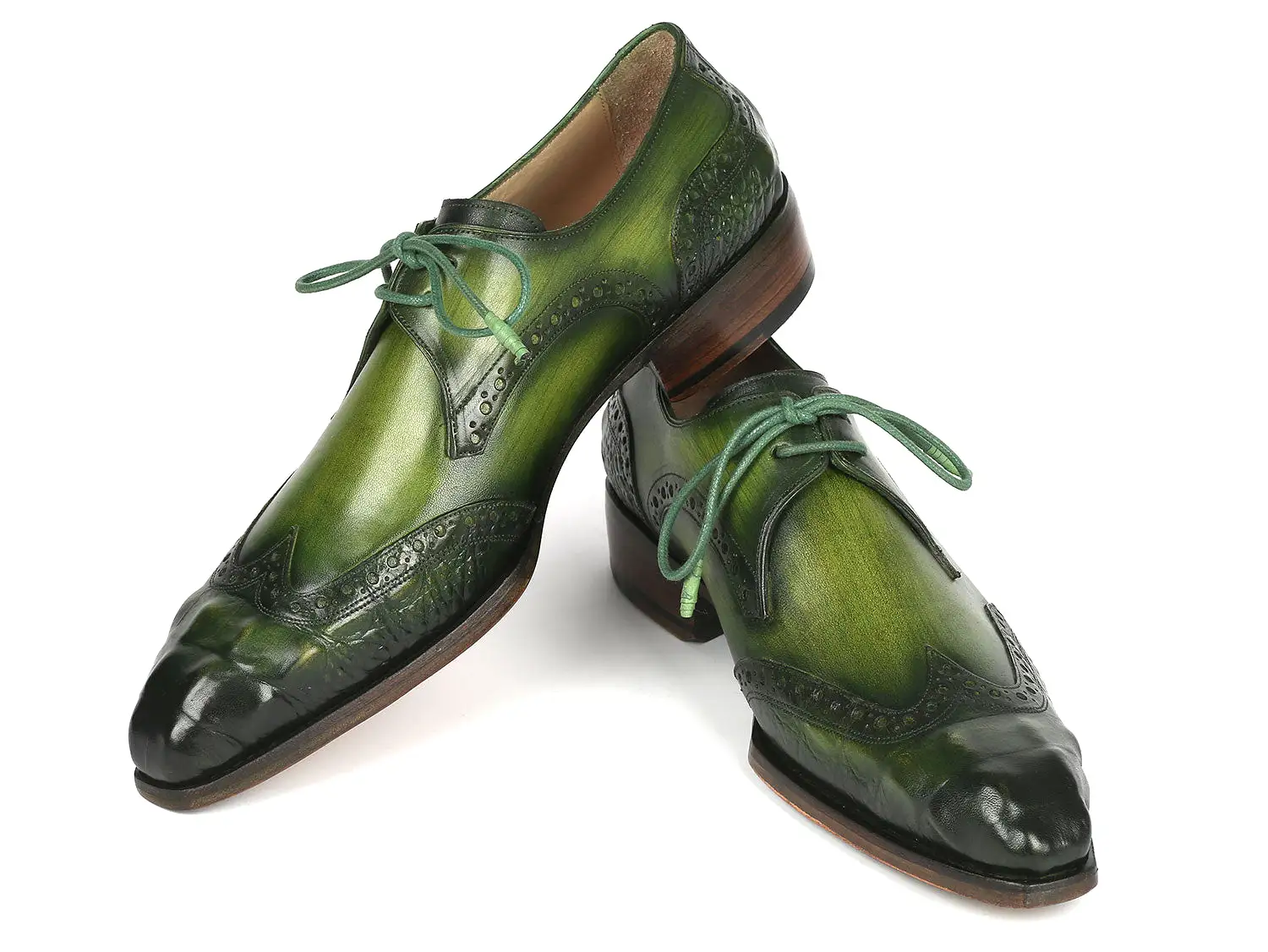 Paul Parkman Goodyear Welted Wingtip Derby Shoes Green - 584-GRN