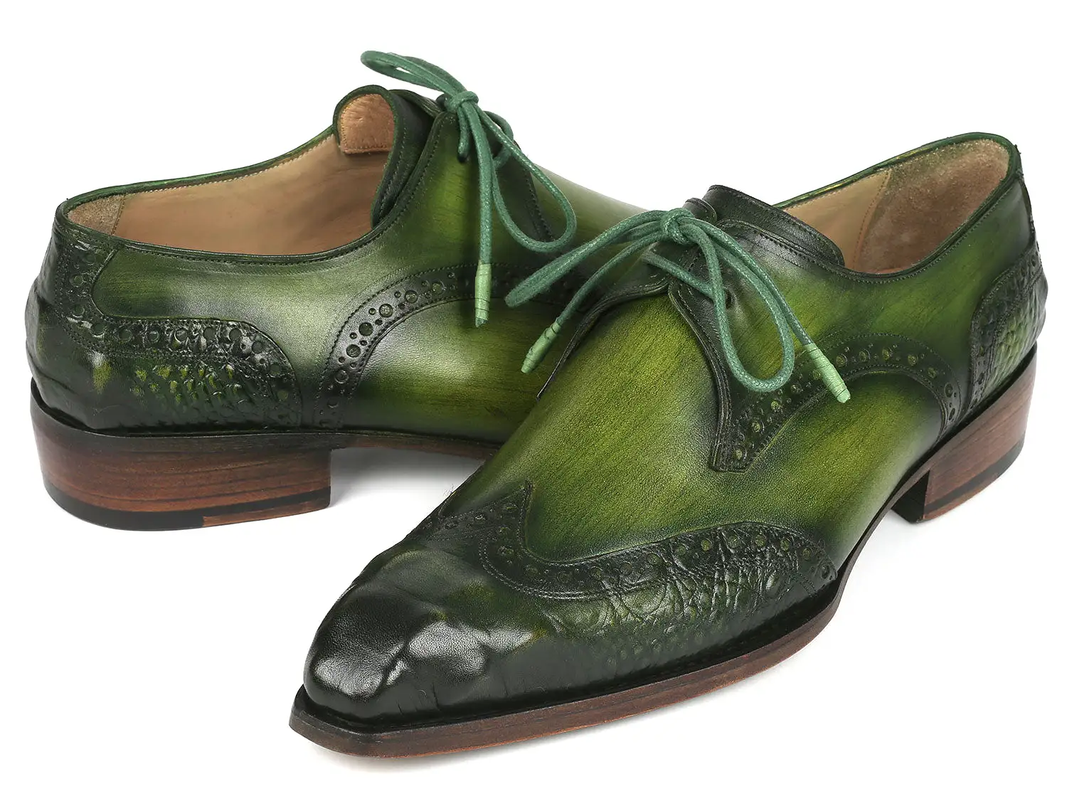 Paul Parkman Goodyear Welted Wingtip Derby Shoes Green - 584-GRN