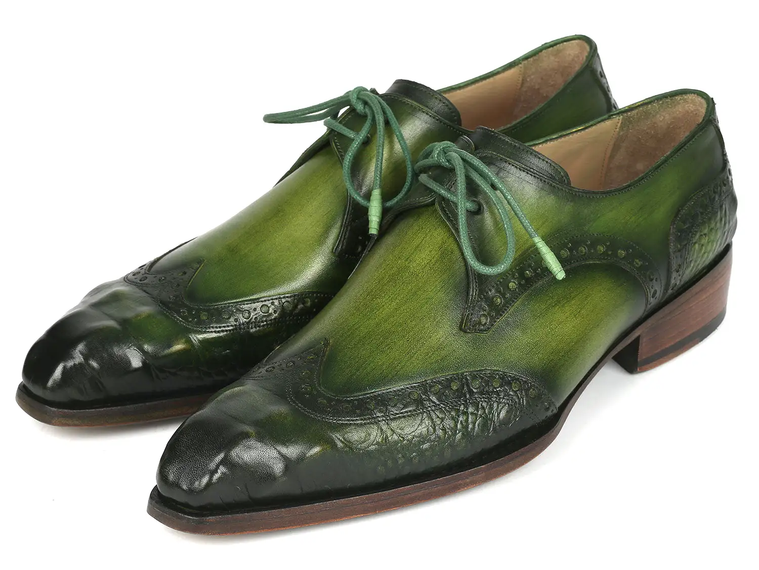 Paul Parkman Goodyear Welted Wingtip Derby Shoes Green - 584-GRN