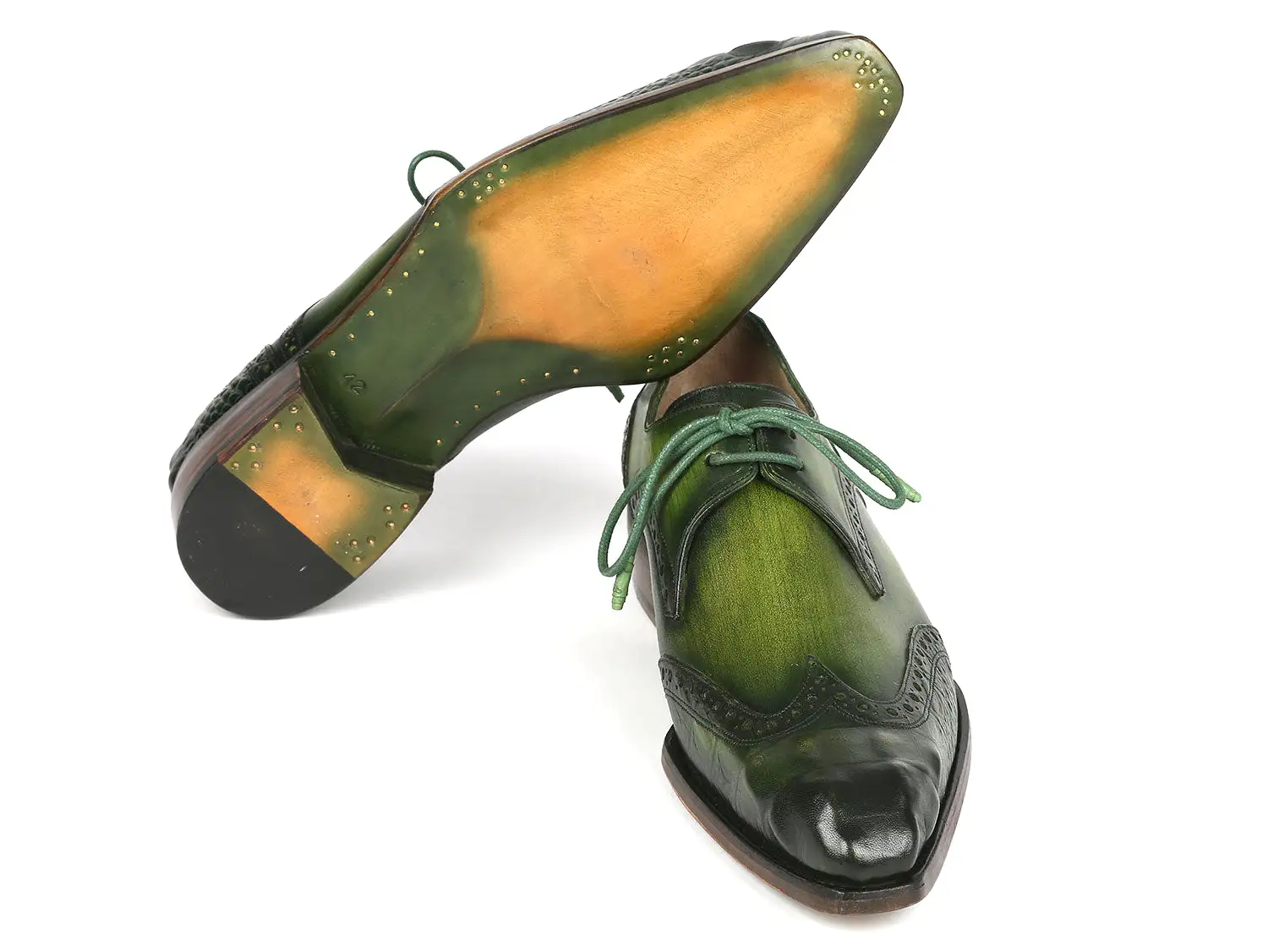 Paul Parkman Goodyear Welted Wingtip Derby Shoes Green - 584-GRN