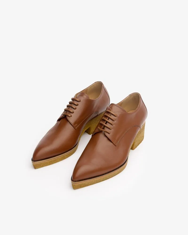 Pointed Toe Oxford in Cognac