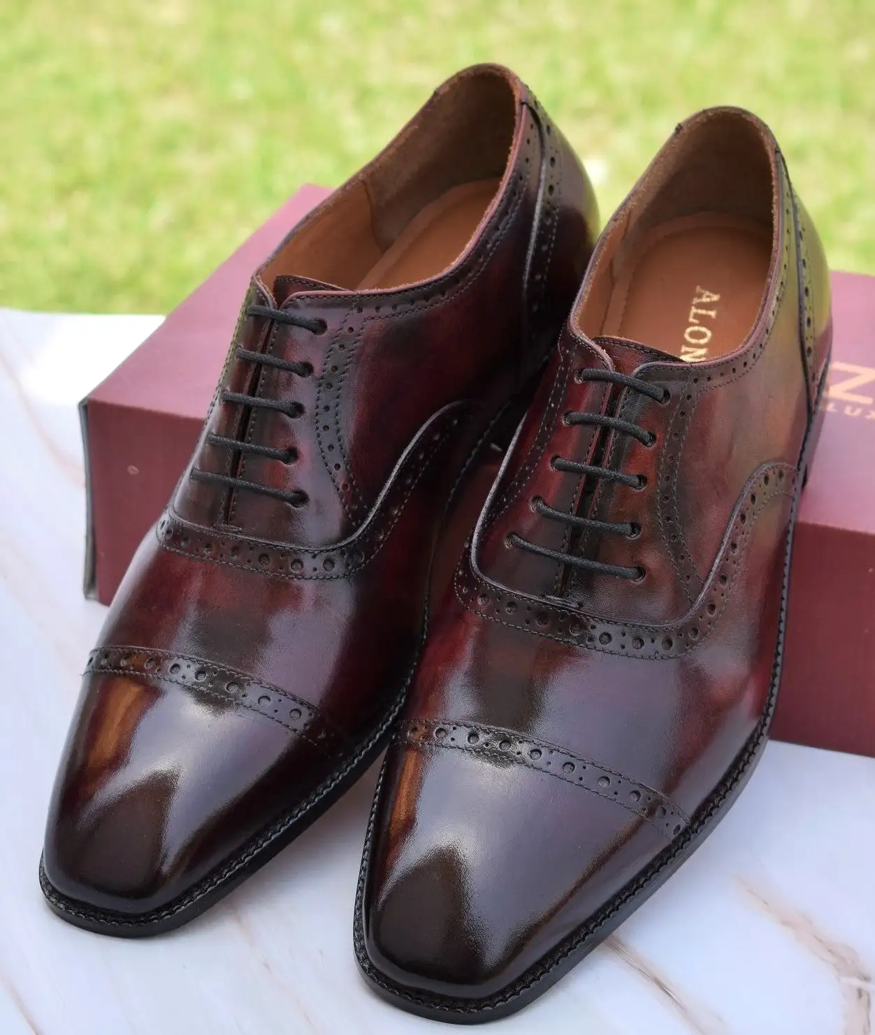 Robert Wine Handmade Leather Brogue Shoes