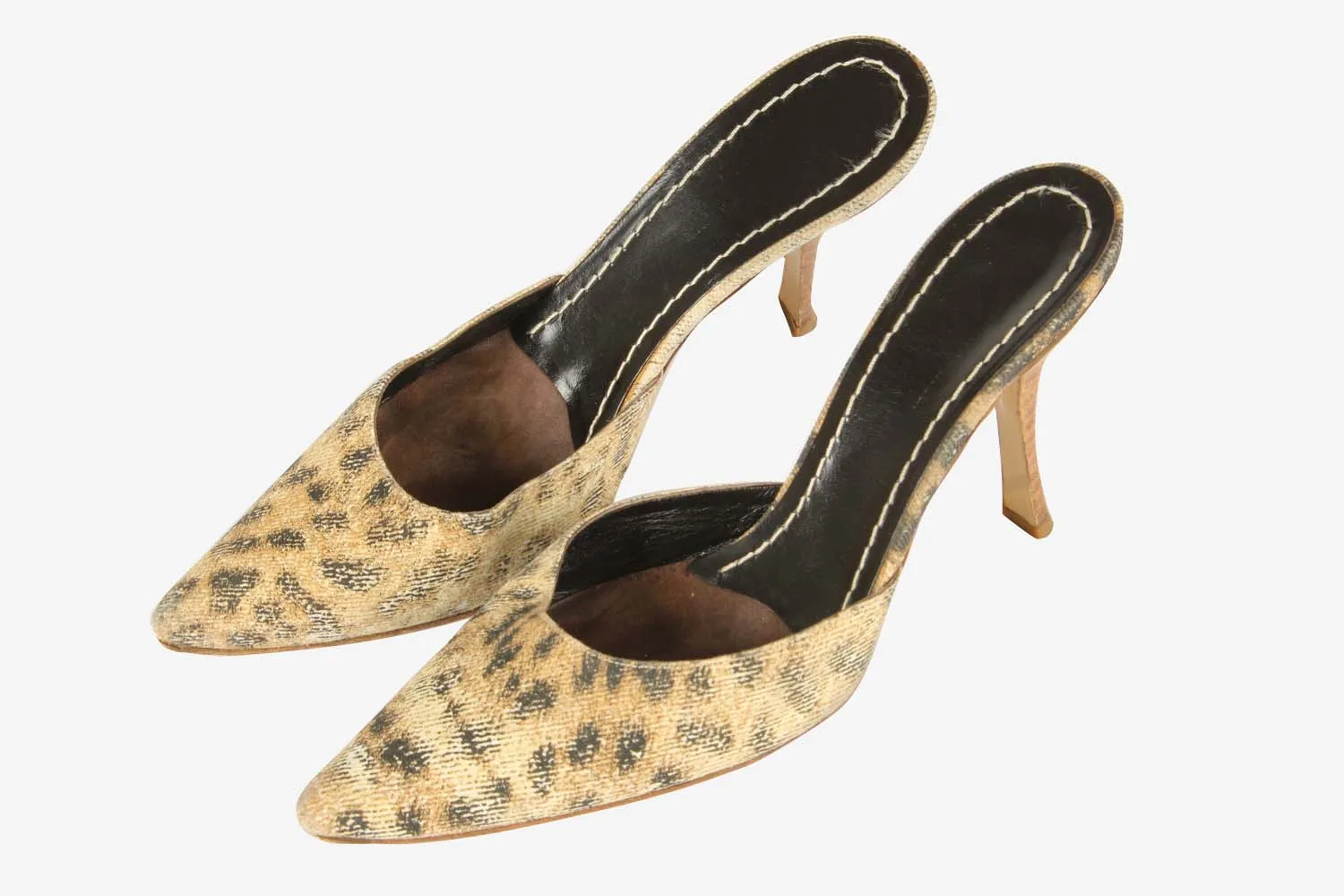 Roberto Cavalli Vero Cuoio Pointed-Toe Mules Animal Print Women’s Size 38 - Pepper Tree London