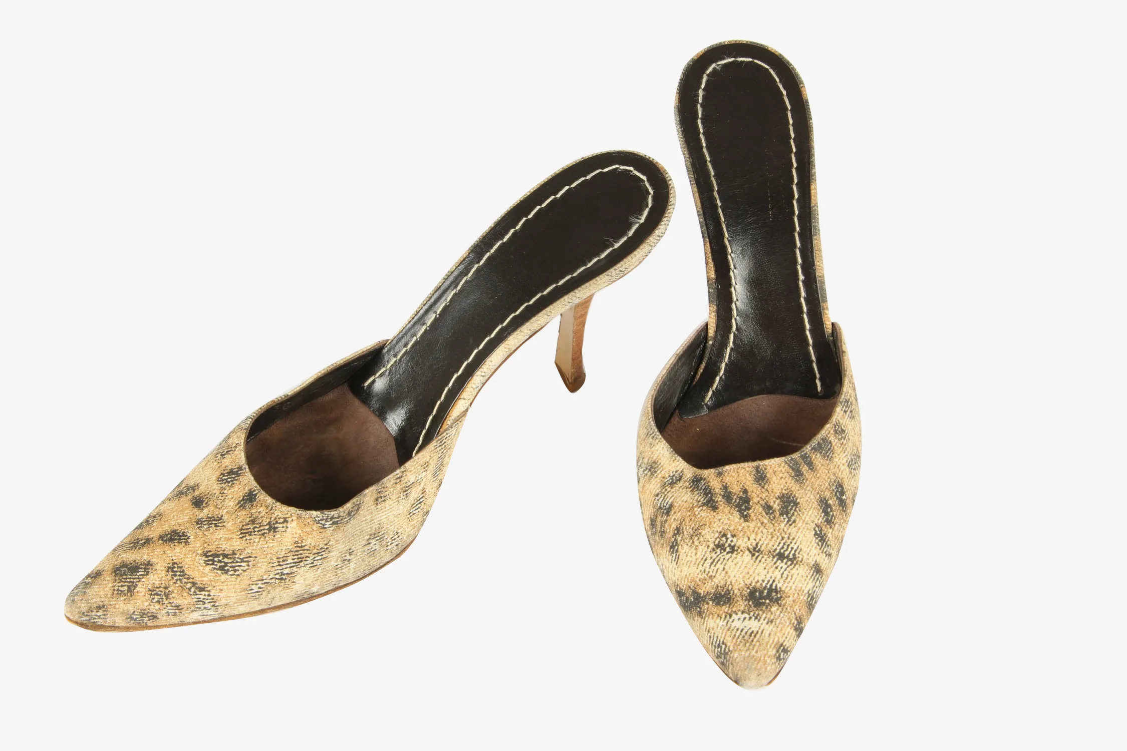 Roberto Cavalli Vero Cuoio Pointed-Toe Mules Animal Print Women’s Size 38 - Pepper Tree London