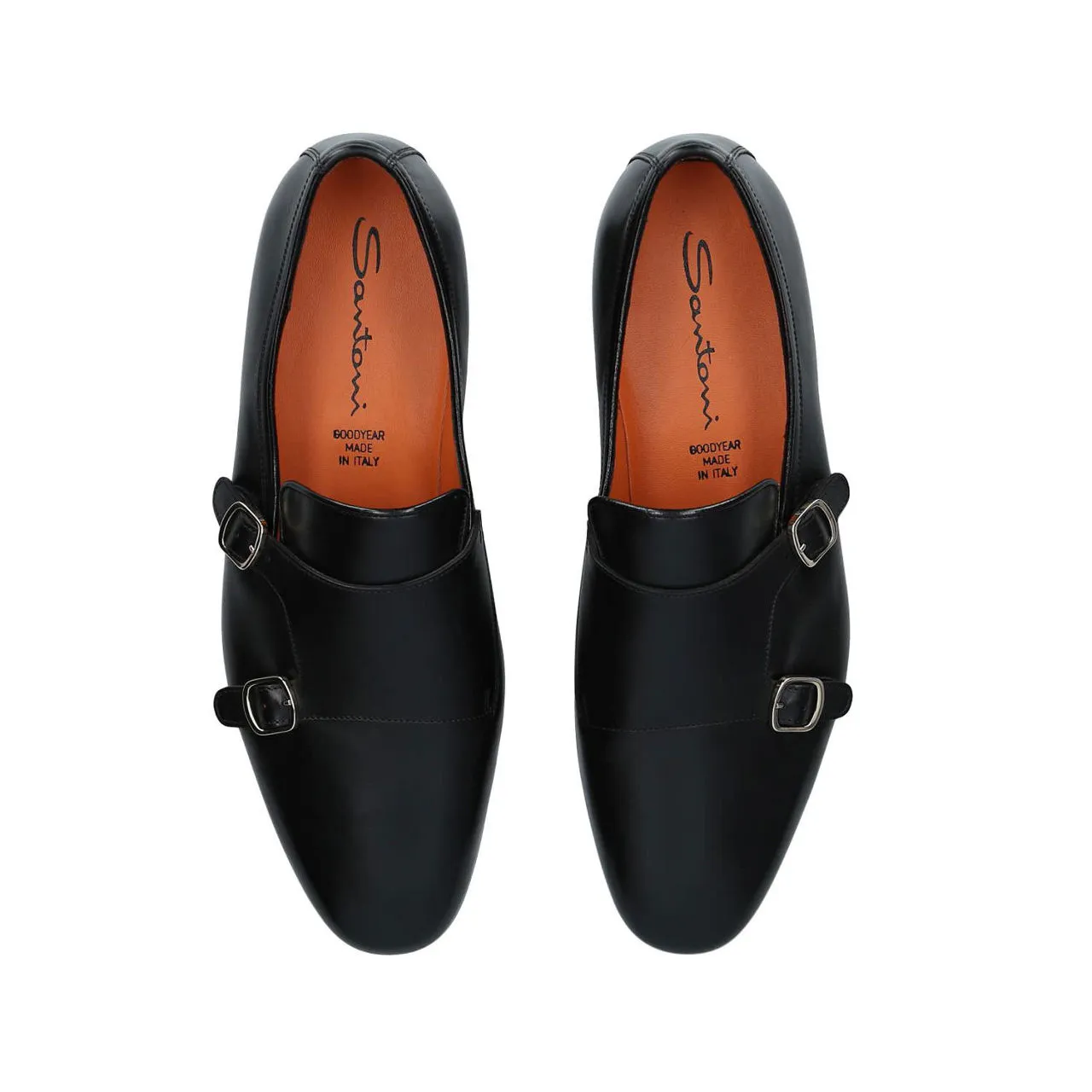 SANTONI Carlos Flex Double Monk Shoes - Black