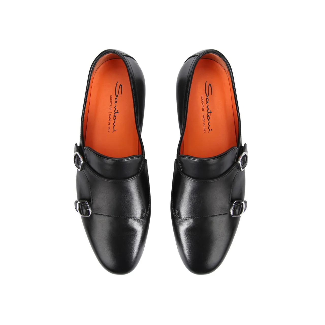 SANTONI Carlos Flex Double Monk Shoes - Black