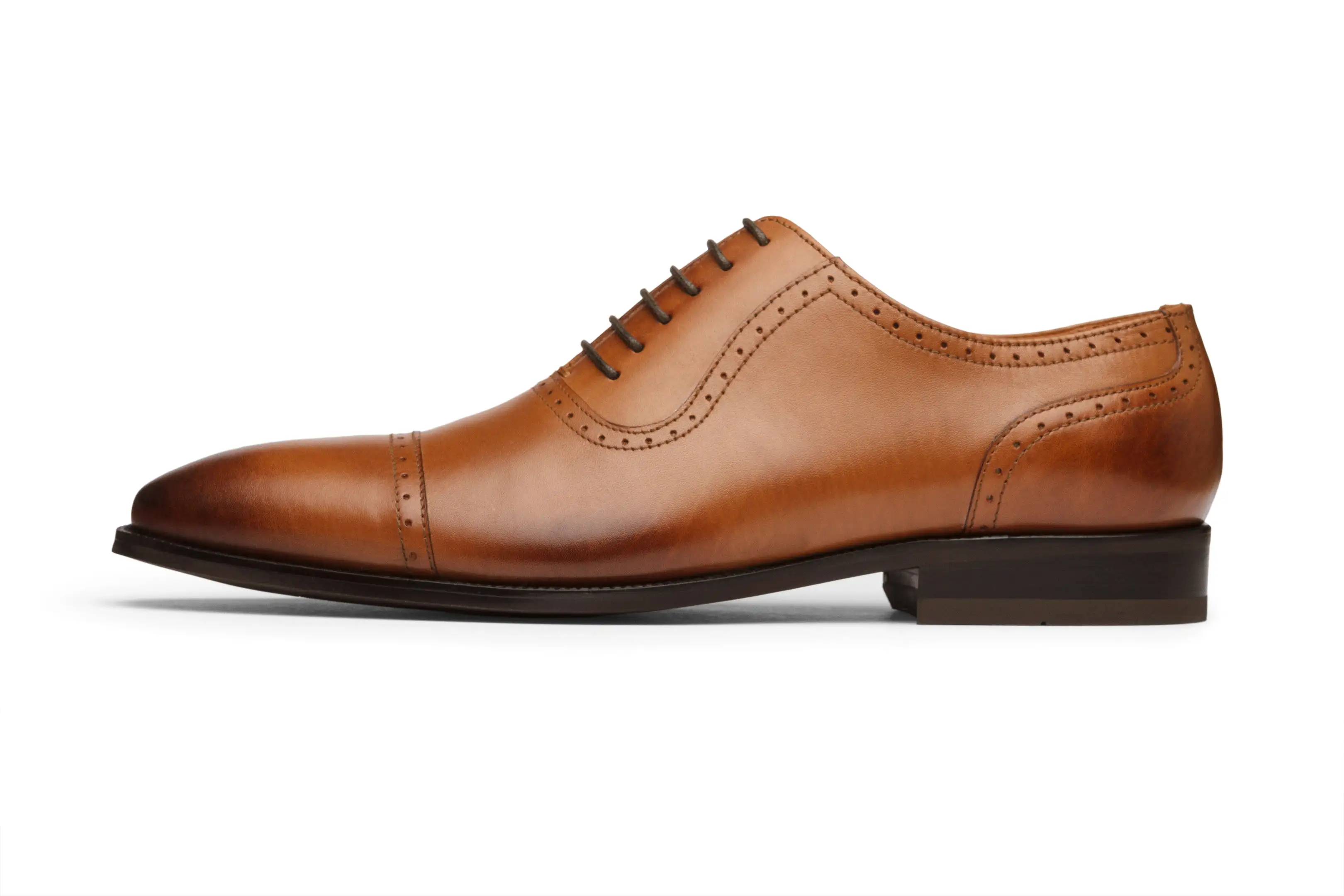 Semi Brogue Oxford Leather Shoes - Tan (9 & 12 Only)