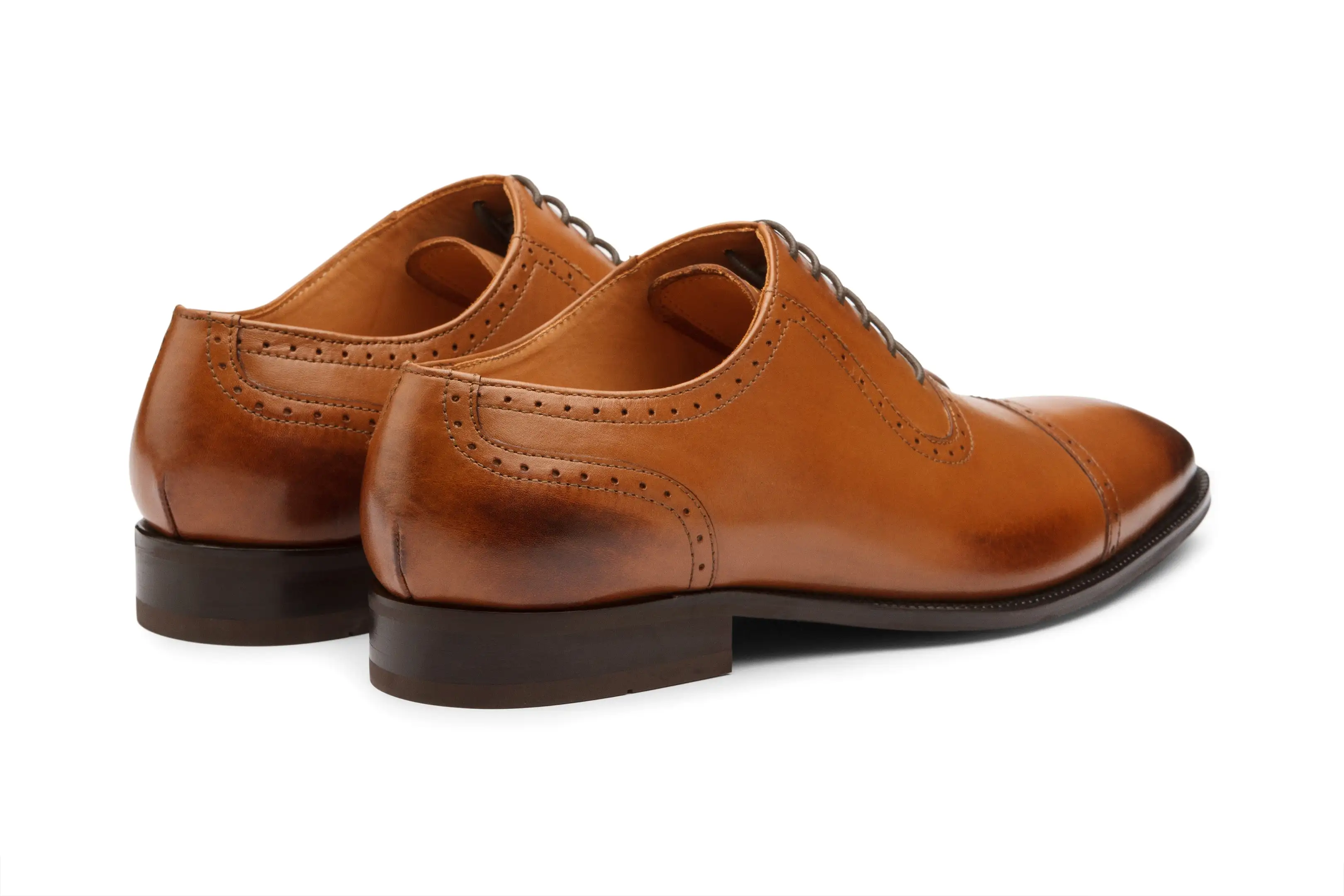 Semi Brogue Oxford Leather Shoes - Tan (9 & 12 Only)