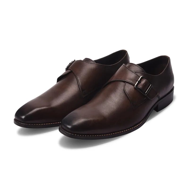 Single strap formal monk shoes