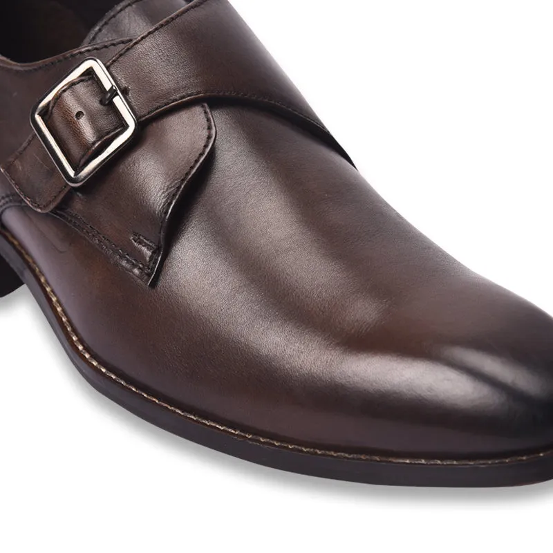 Single strap formal monk shoes