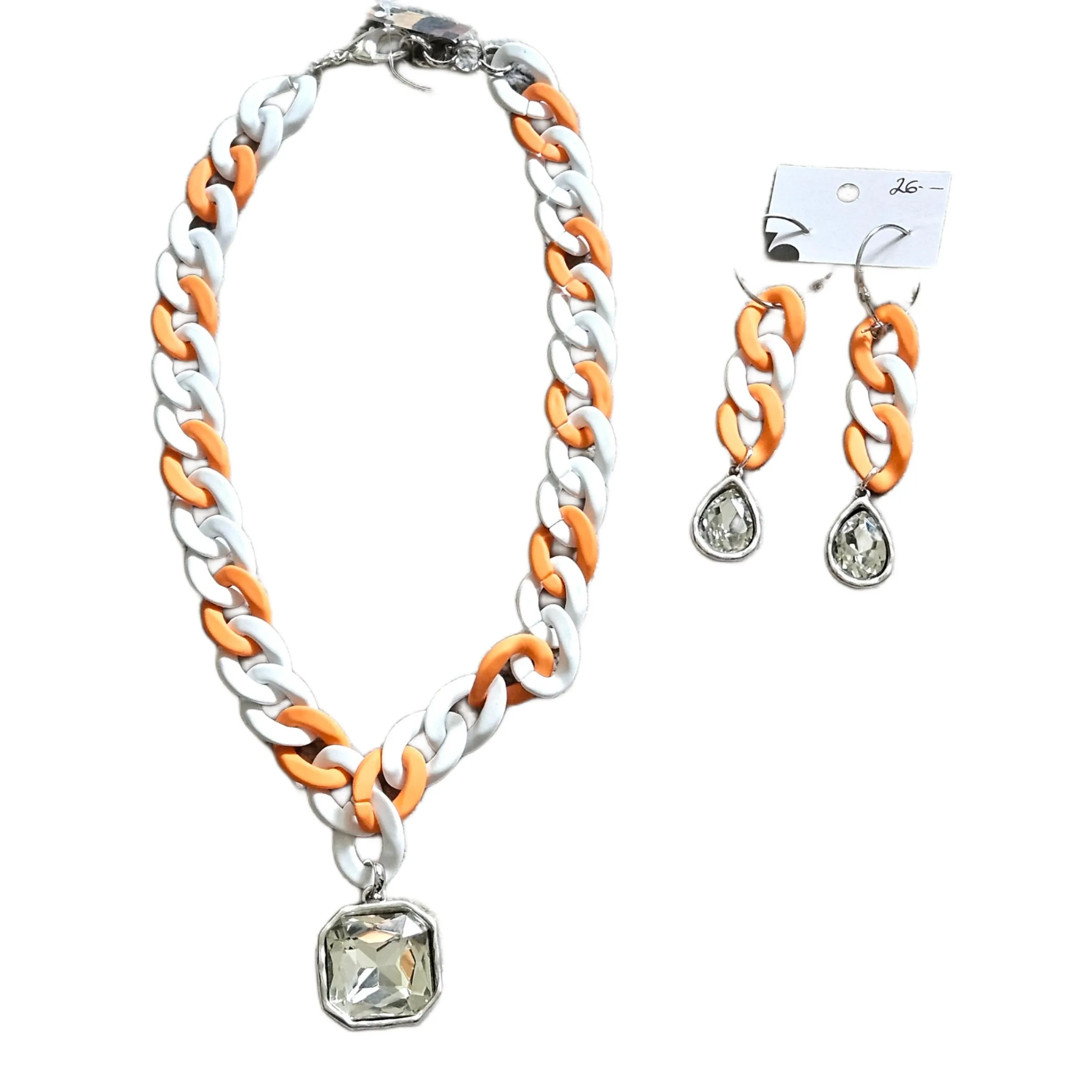 SL Game Day Link Necklace - Orange and White